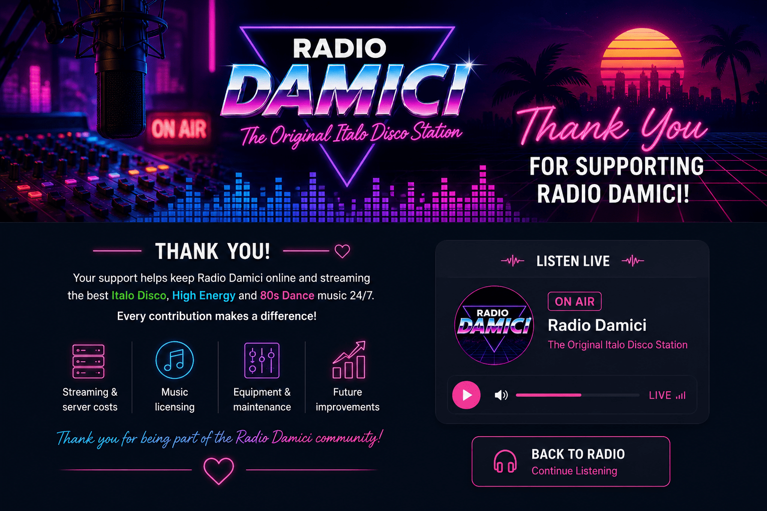 Thank you for supporting Radio Damici